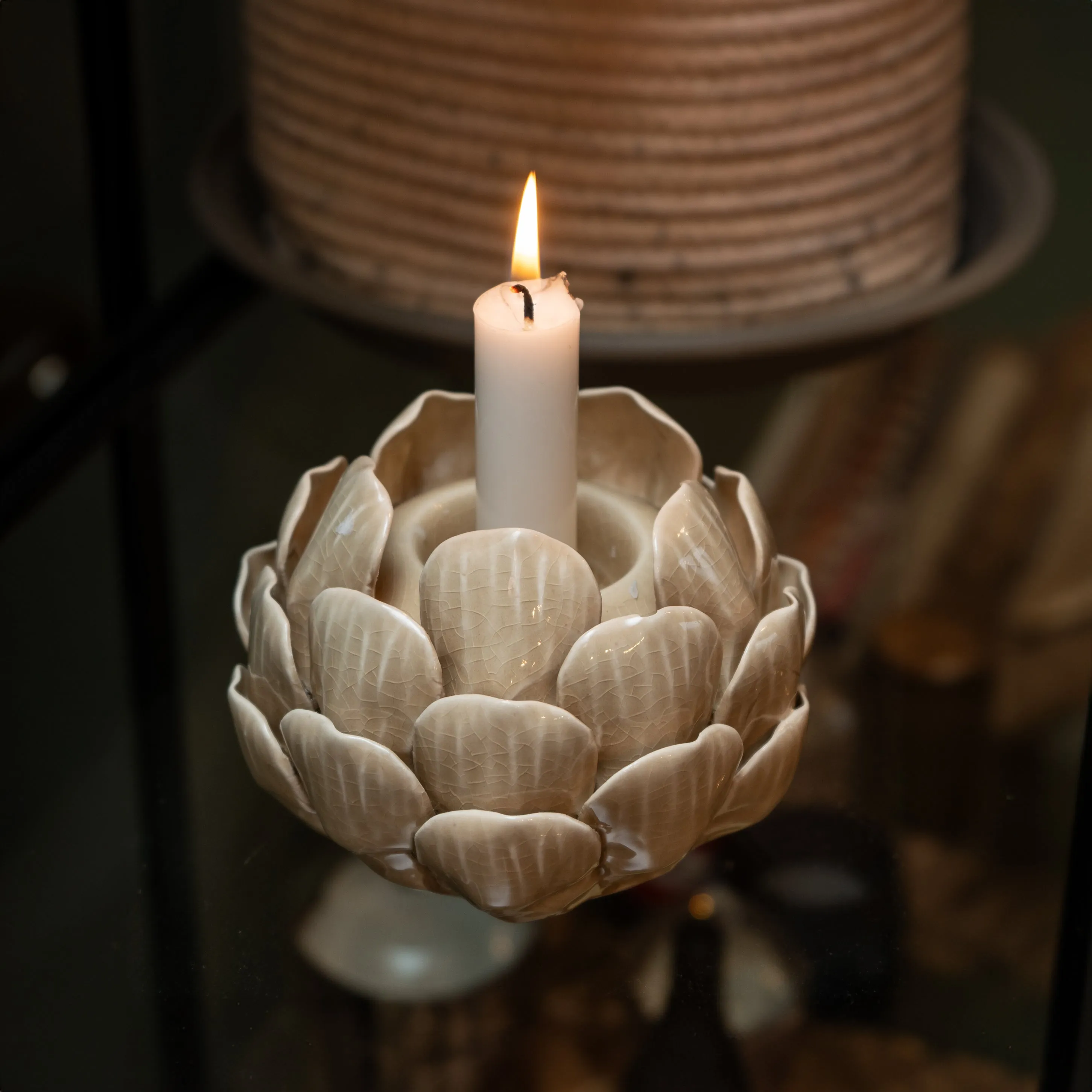 Elegant Cream Artichoke Candleholder