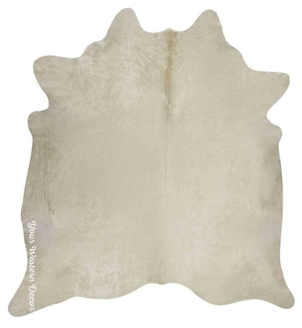 Elegant Cream White Cowhide Rug