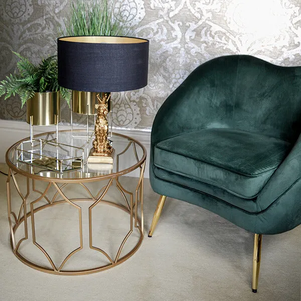Elegant Gold Leopard Lamp Base with Bold Black Shade