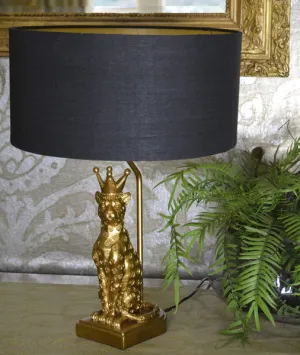 Elegant Gold Leopard Lamp Base with Bold Black Shade kitchen essentials, utensils set