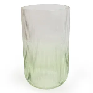 Elegant Green Two-Tone Ridged Glass Vase kitchen essentials, utensils set