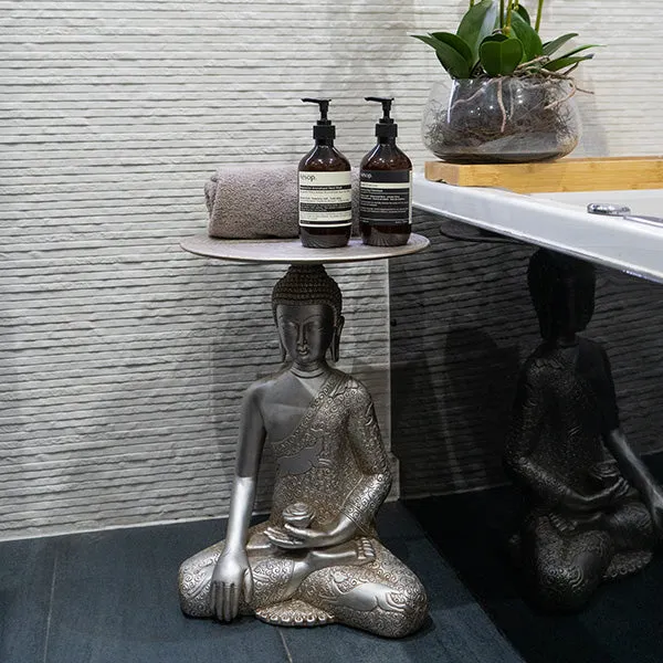 Elegant Silver Resin Buddha Table