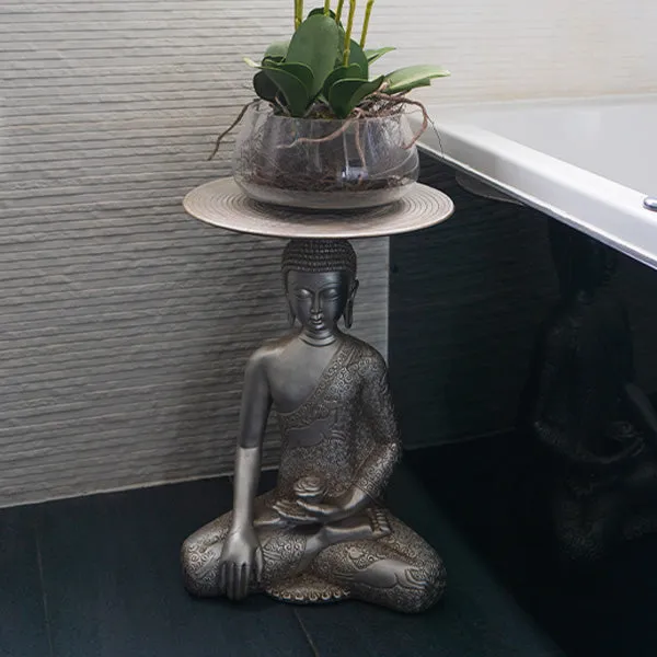 Elegant Silver Resin Buddha Table
