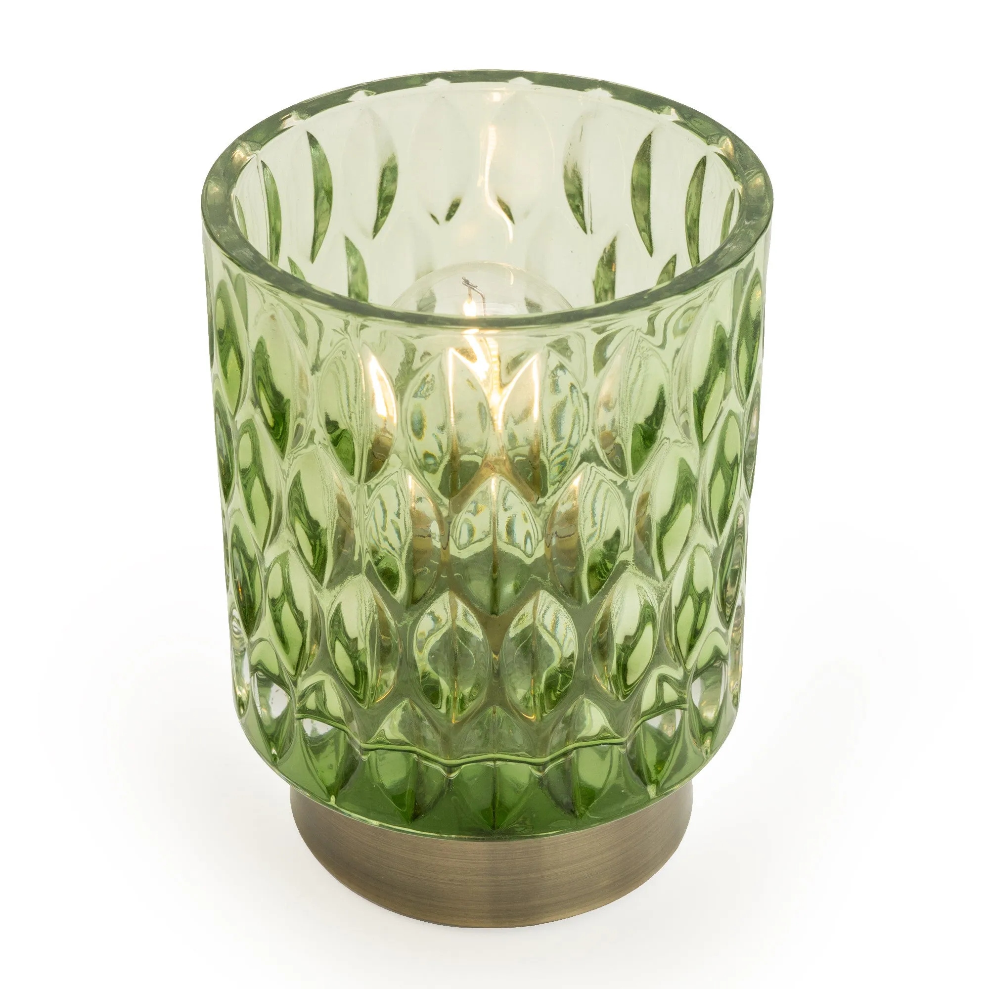 Embossed Green Glass LED Light