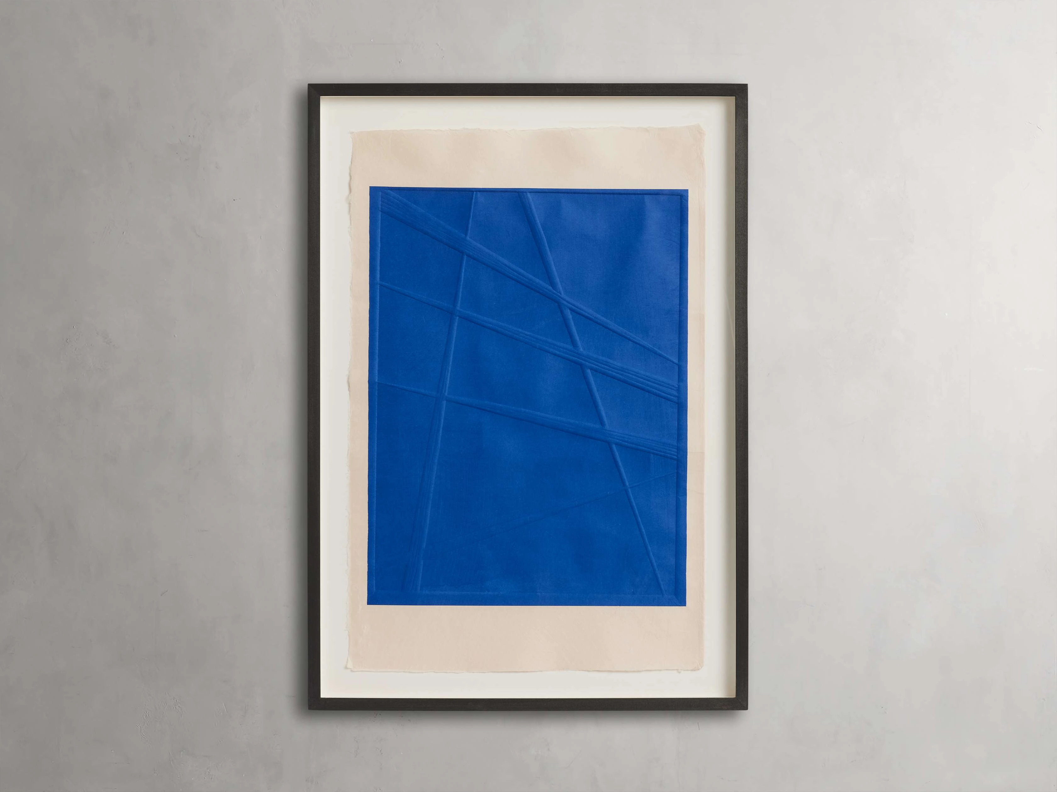 Embossed Abstract Framed Silkscreen in Blue