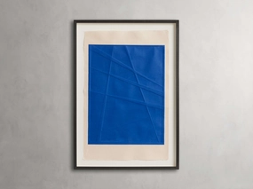 Embossed Abstract Framed Silkscreen in Blue