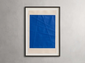 Embossed Abstract Framed Silkscreen in Blue