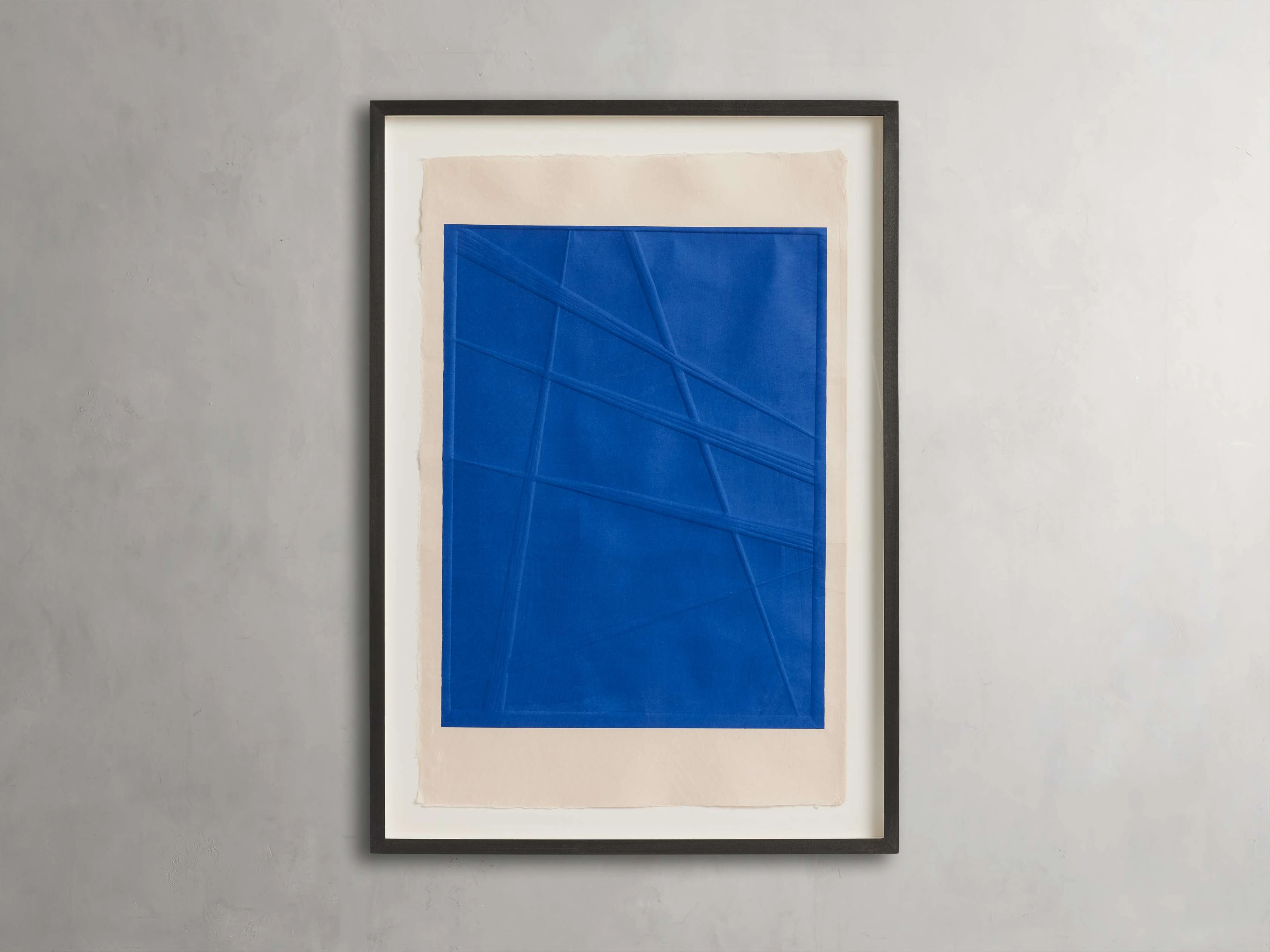 Embossed Abstract Framed Silkscreen in Blue