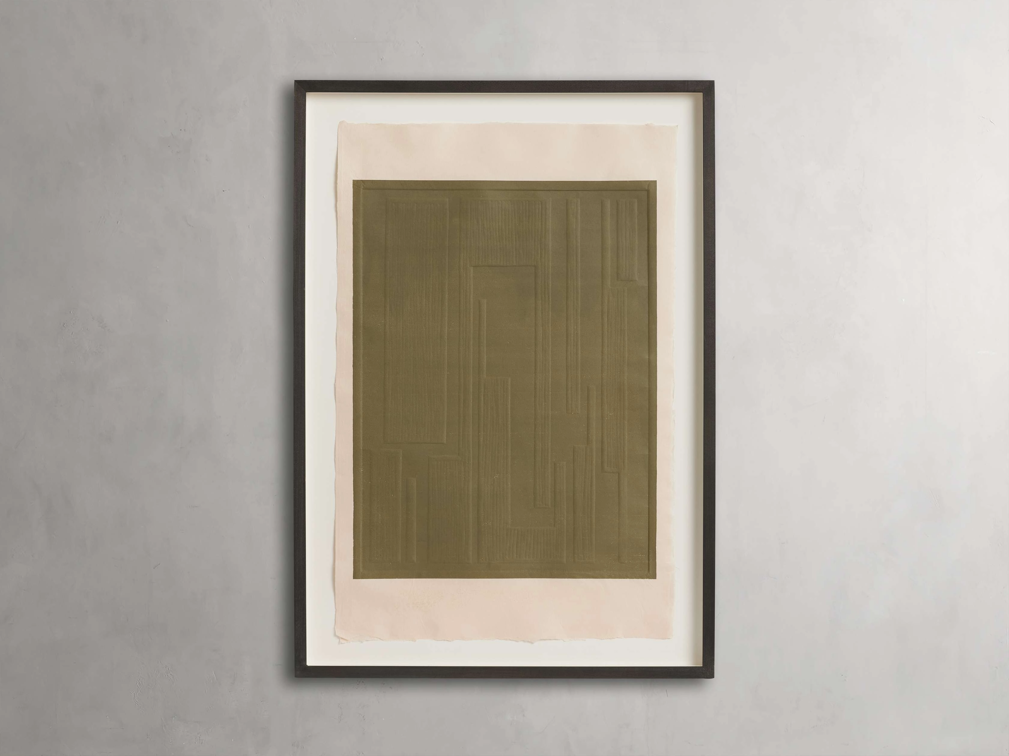 Embossed Abstract Framed Silkscreen in Green