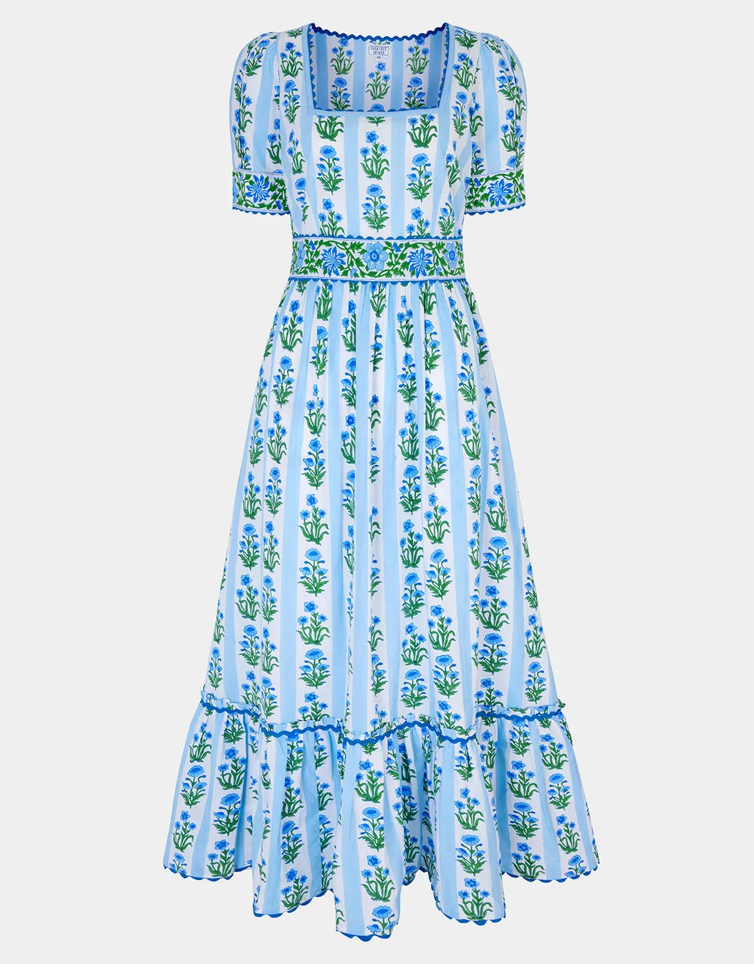 Evelyn Dress - Sky Lily Stripe
