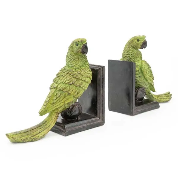 Exotic Green Parrot Ball Bookends