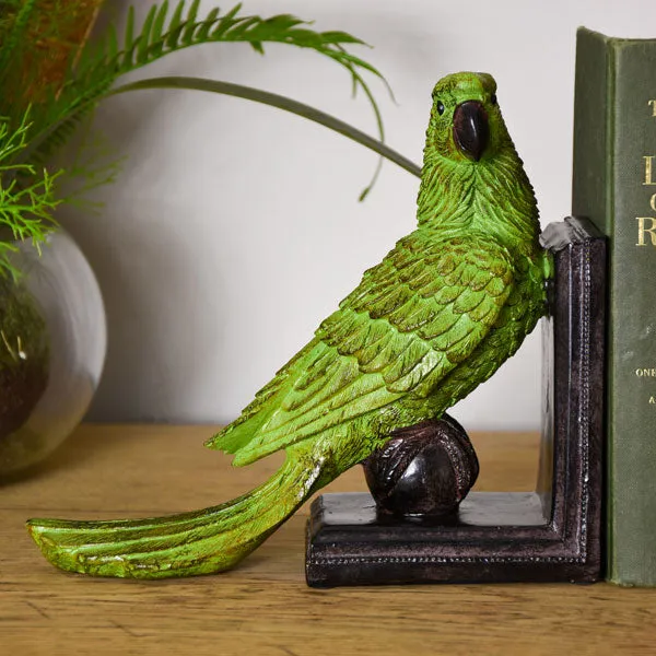 Exotic Green Parrot Ball Bookends