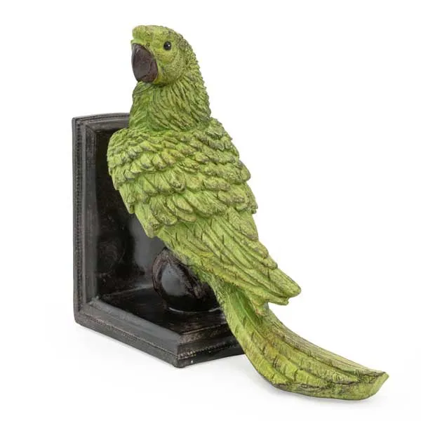 Exotic Green Parrot Ball Bookends