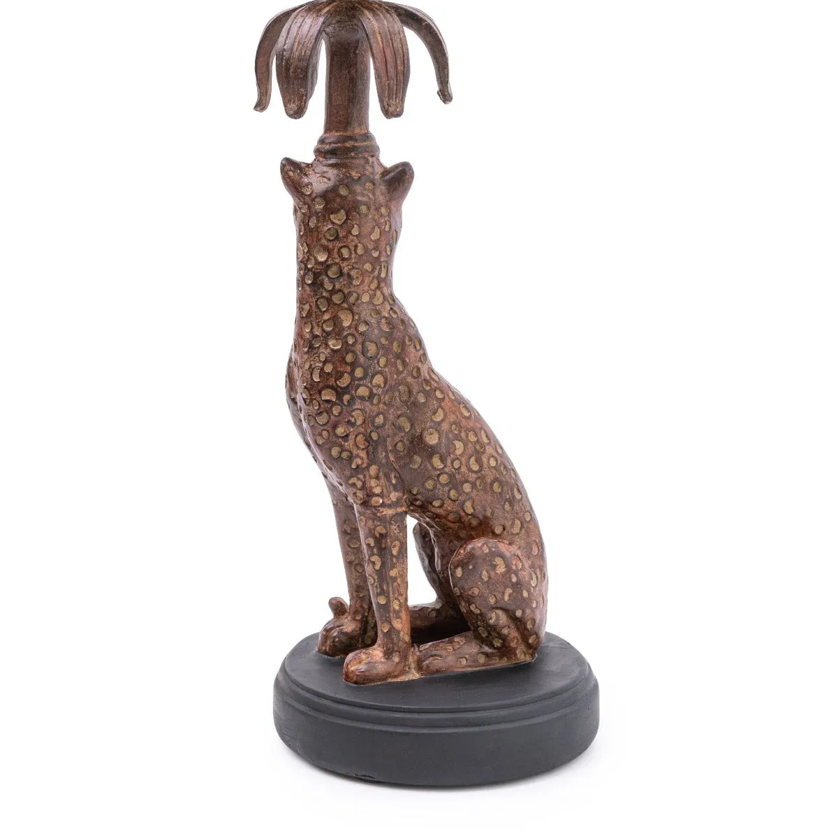 Exquisite Gold & Brown Leopard Candlestick Set of 2
