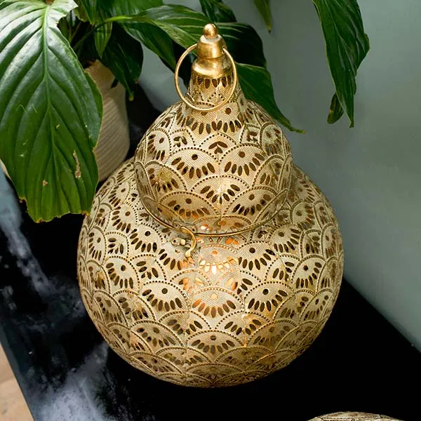 Exquisite Large Gold Lantern with Intricate Detailing