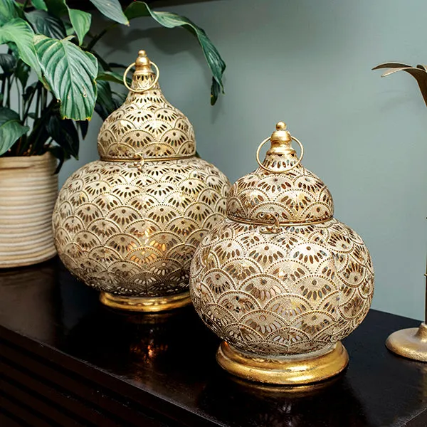Exquisite Large Gold Lantern with Intricate Detailing