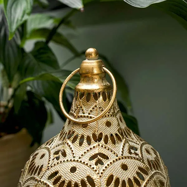 Exquisite Large Gold Lantern with Intricate Detailing