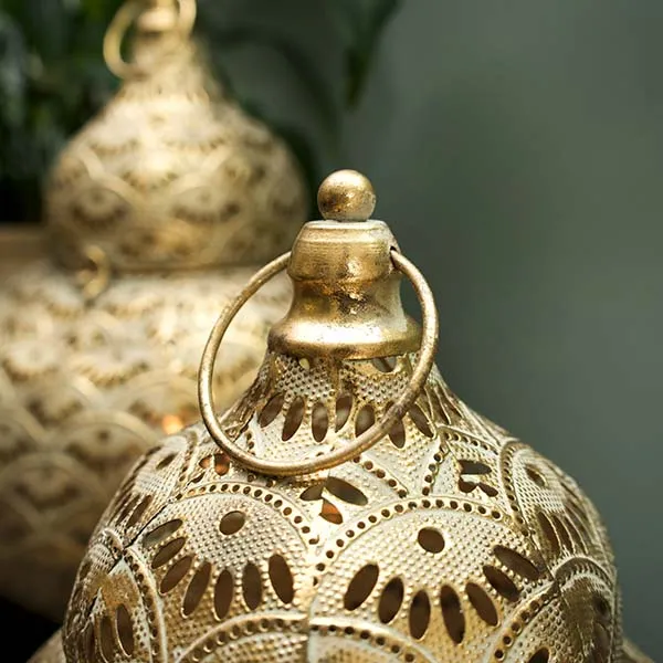 Exquisite Small Gold Lantern with Intricate Detailing