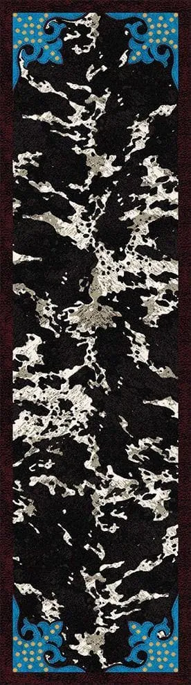 Fancy Cowhide Rug Turquoise Black & White
