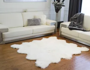 Faux Sheepskin Area Rug 6' x 6' sectional couch, U-shape sofa