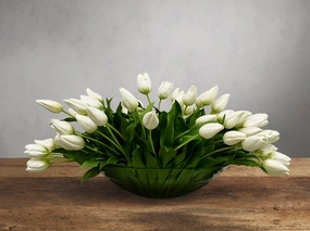 Faux Bountiful White Tulips in Vase
