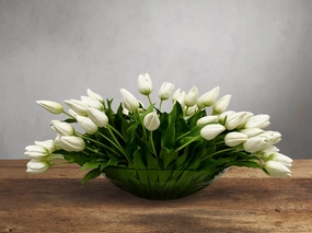 Faux Bountiful White Tulips in Vase