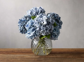 Faux Hydrangea in Cut Glass