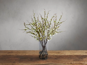 Faux Peach Blossom in Glass