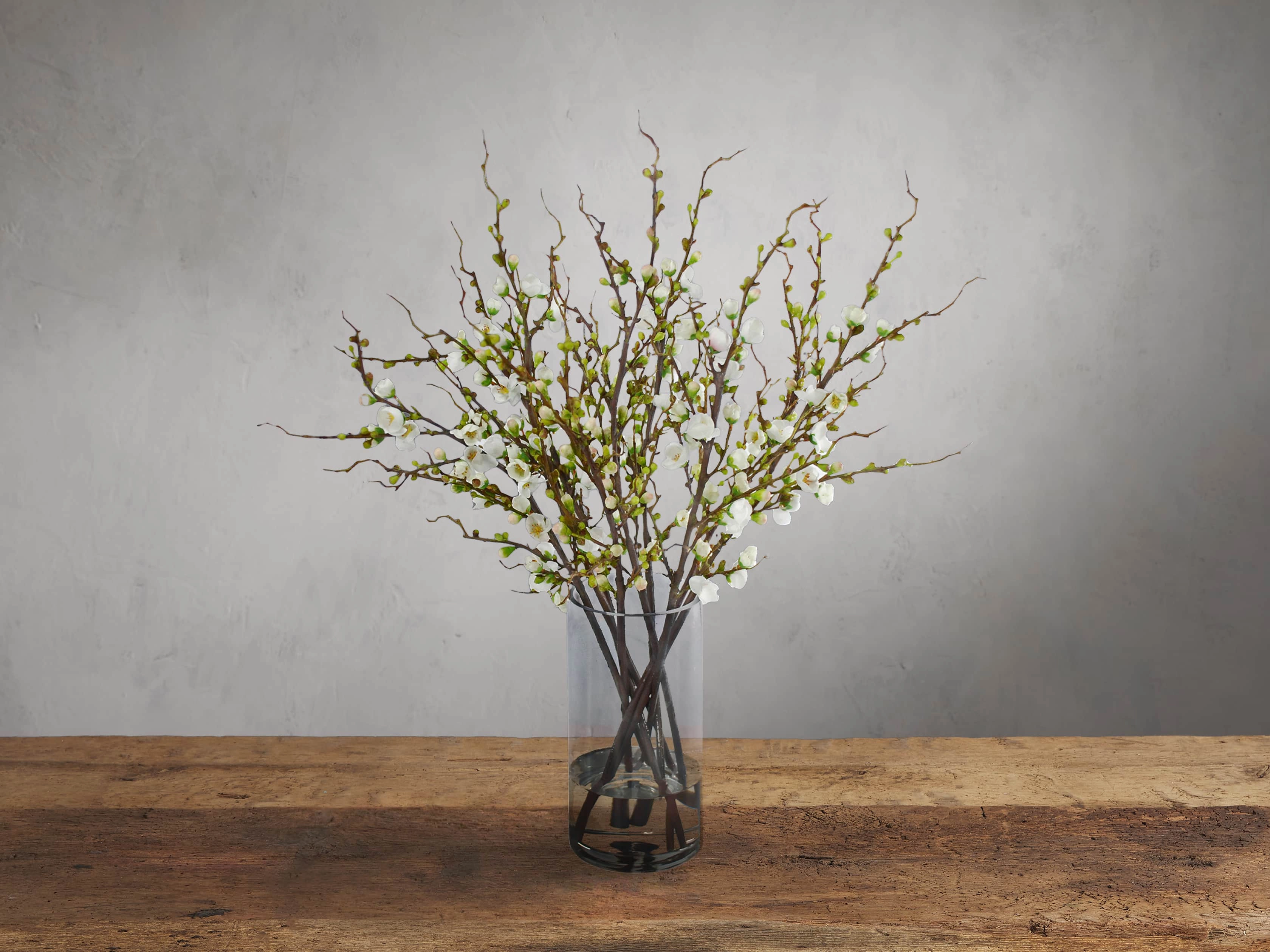 Faux Peach Blossom in Glass