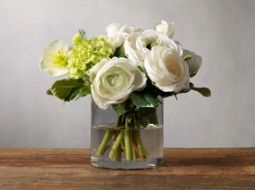 Faux Ranunculus Rose in Vase