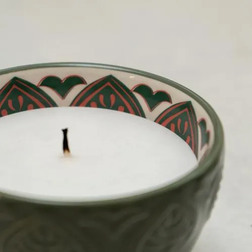 Fig & Apple Meze Scented Candle in Green Bowl