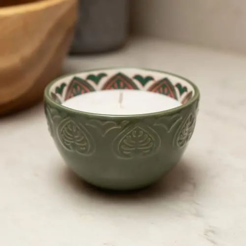 Fig & Apple Meze Scented Candle in Green Bowl