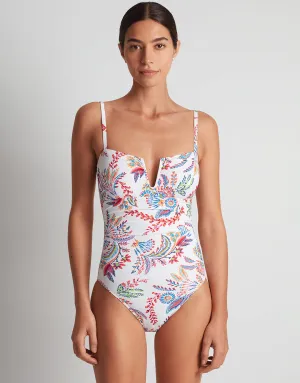 Fleurette Underwired OTS Swimsuit - White Floral