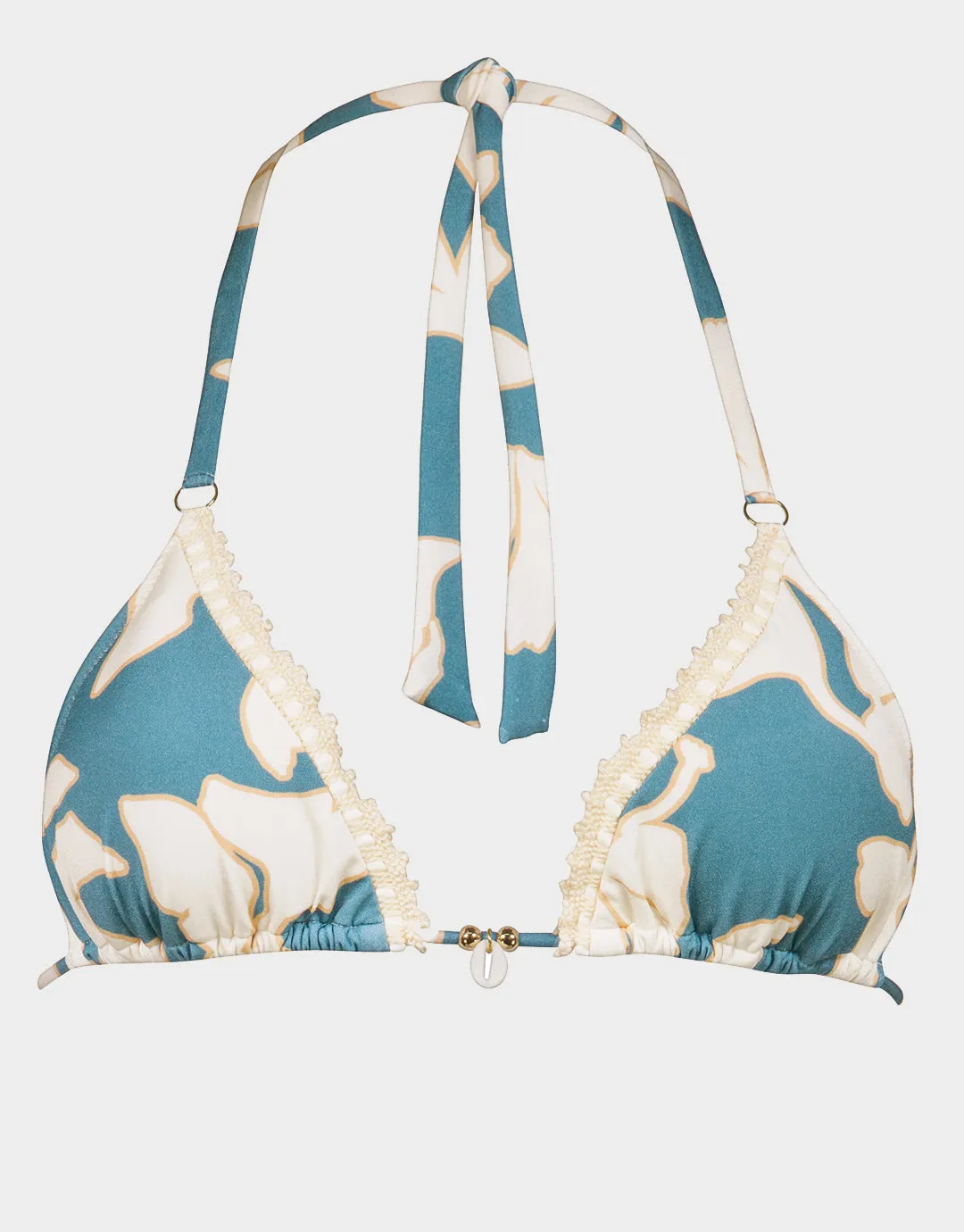 Floral Abstract Triangle Bikini Top - Puffy Sky