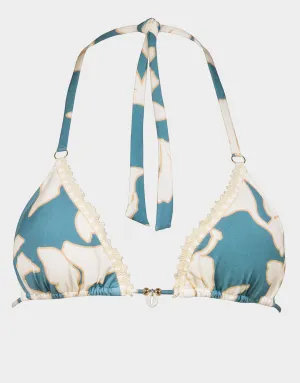 Floral Abstract Triangle Bikini Top - Puffy Sky