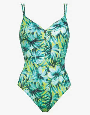 Floral Flashback Underwired Swimsuit - Aquatic Green