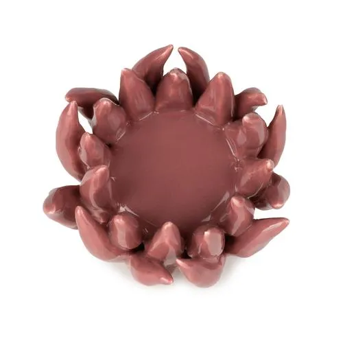 Flower-Shaped Pink Glass Tealight Holder