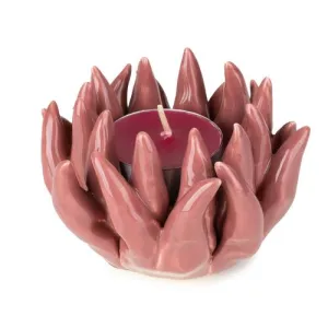 Flower-Shaped Pink Glass Tealight Holder kitchen essentials, utensils set