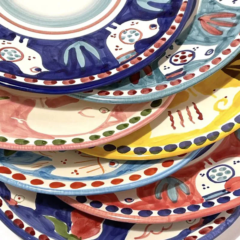 Gallina Side Plate, 23cm, Amalfi Blue & Red