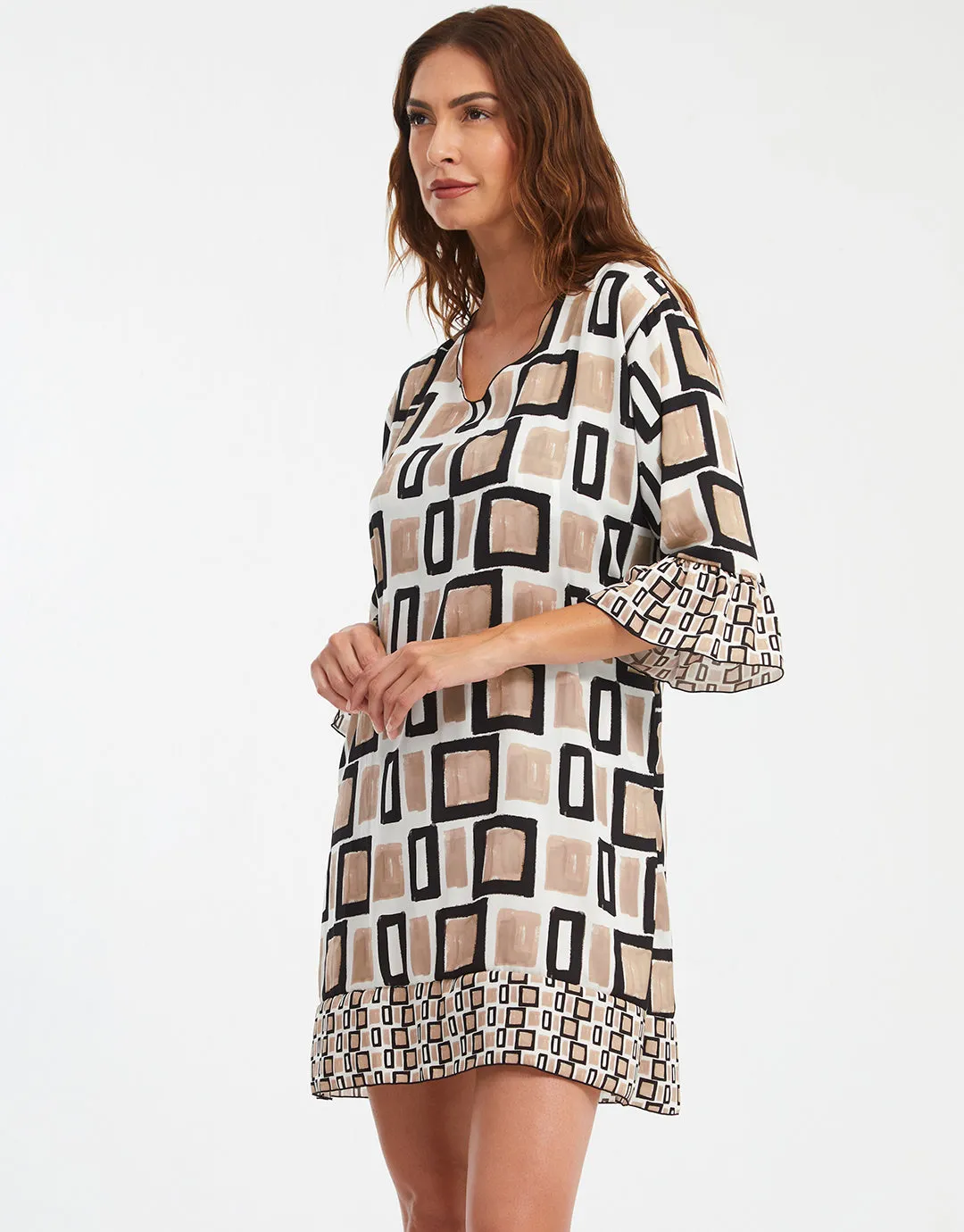 Geo Beach Dress - Black White and Gold