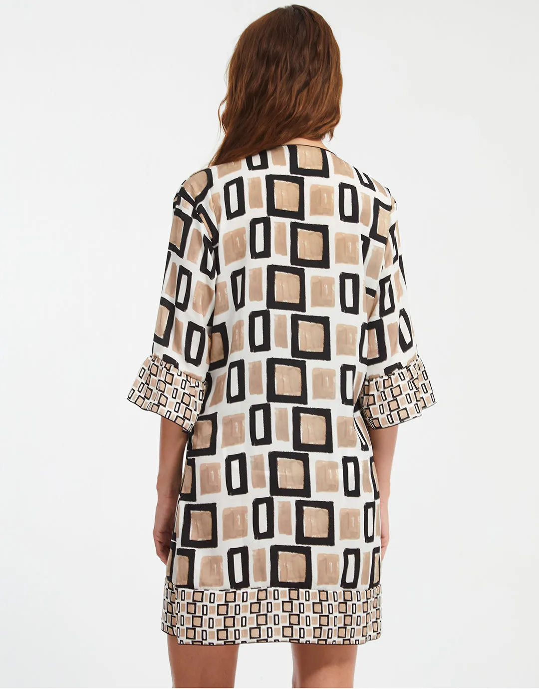 Geo Beach Dress - Black White and Gold