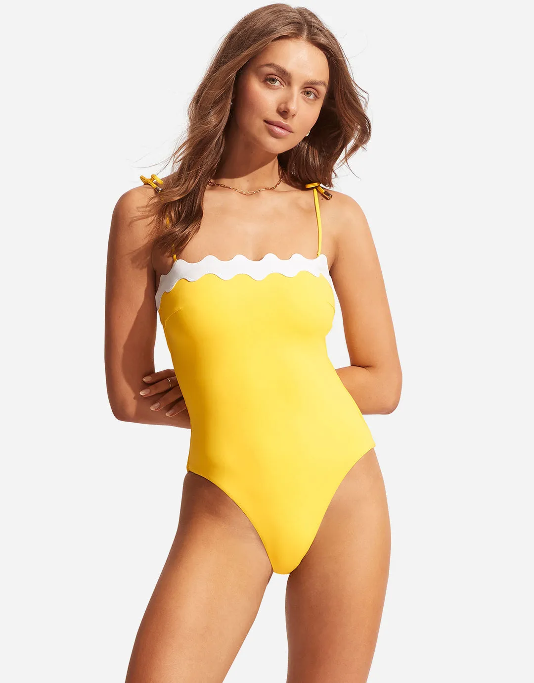 Gia Ric Rac Bandeau Swimsuit - Citron