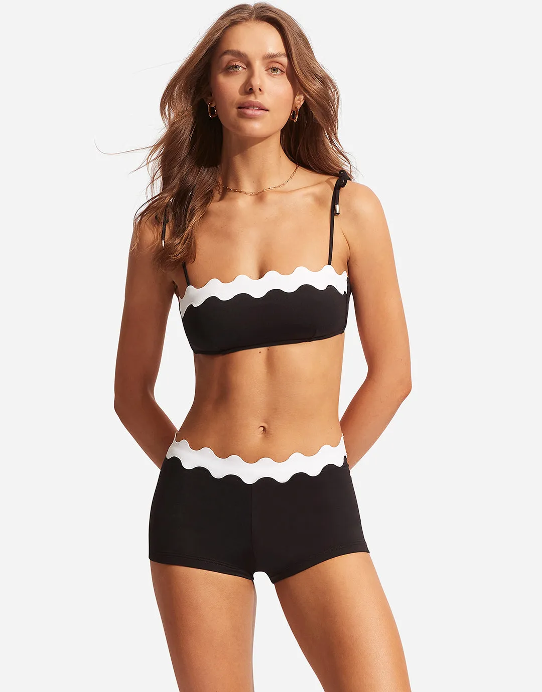 Gia Ric Rac Boyleg Bikini Pant - Black