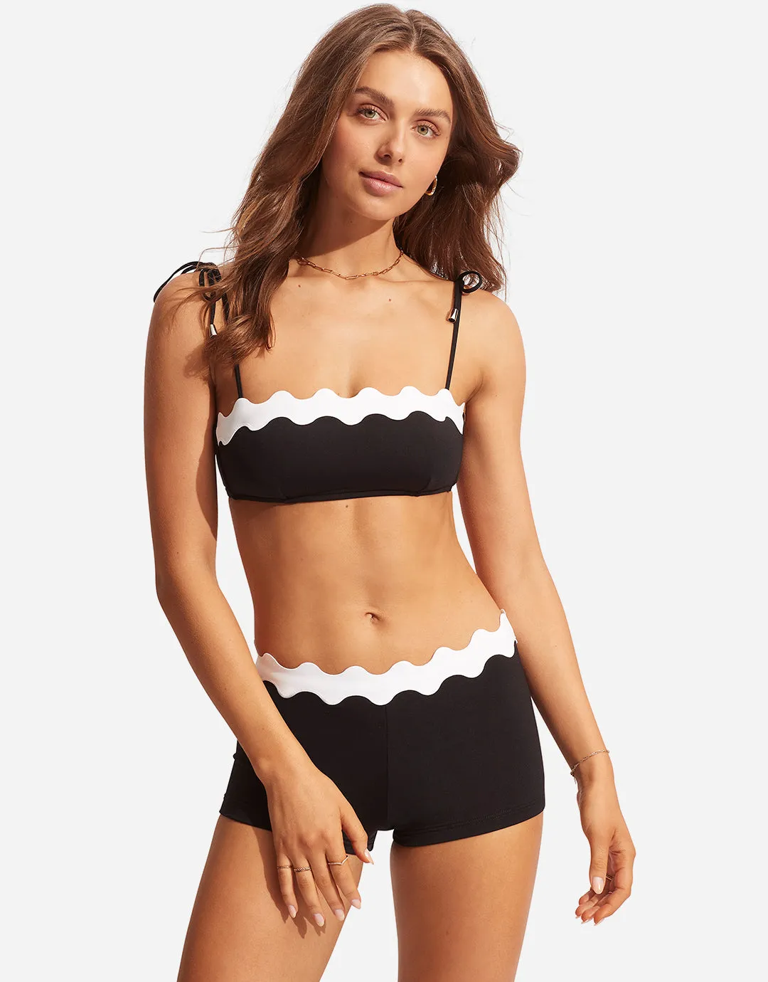 Gia Ric Rac Boyleg Bikini Pant - Black