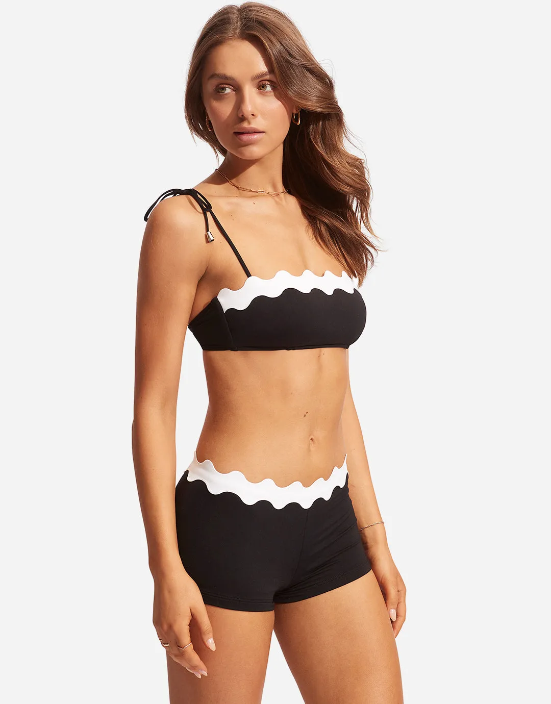 Gia Ric Rac Boyleg Bikini Pant - Black