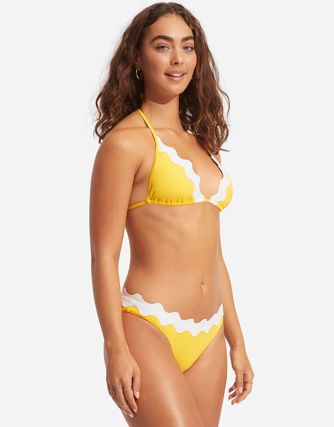 Gia Ric Rac Slide Tri Bikini Top - Citron