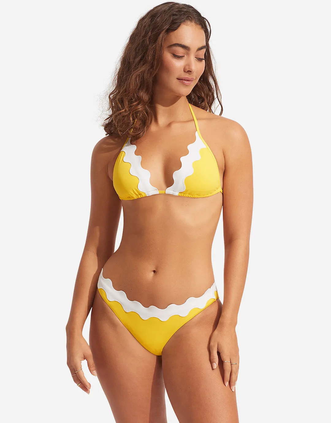 Gia Ric Rac Slide Tri Bikini Top - Citron
