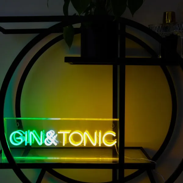 Gin & Tonic Neon Light Box - Green, Yellow & White