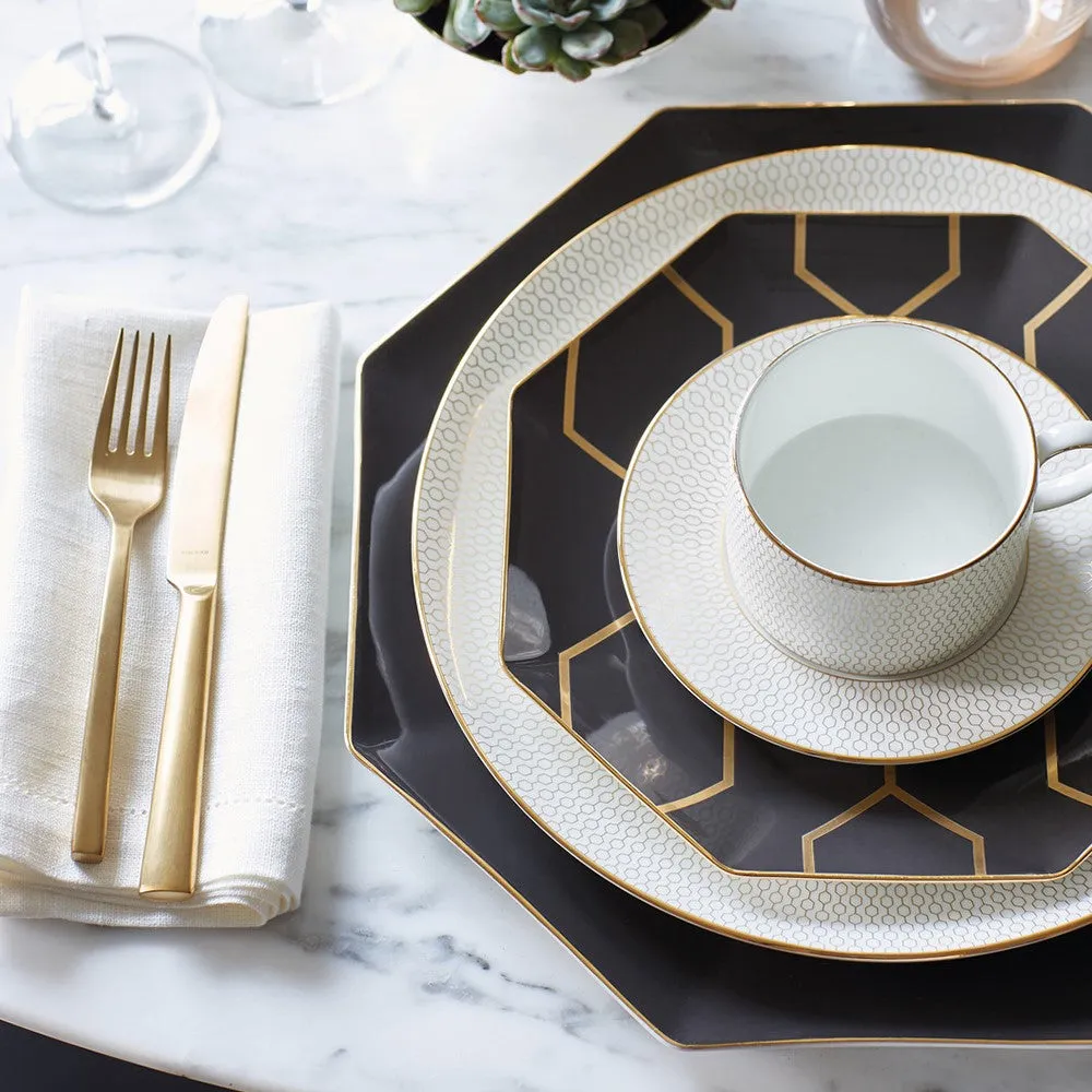 Gio Gold Octagonal Side Plate 23cm, Charcoal/Gold