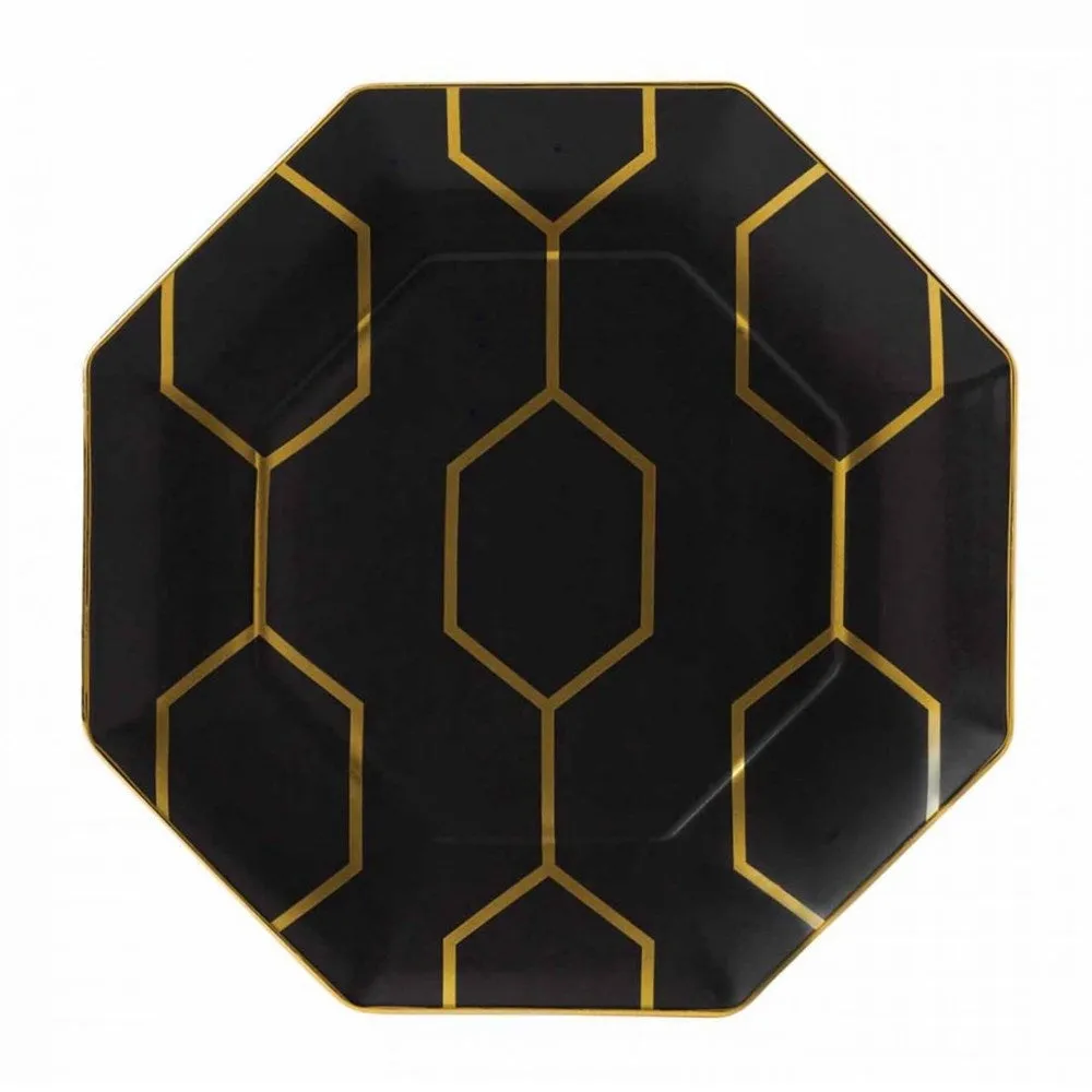 Gio Gold Octagonal Side Plate 23cm, Charcoal/Gold TV cabinet, media console